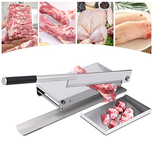 Manual Meat Bone Cutter 16 Inch Manual Guillotine Bone Meat Cutter with Blade & Food Spatula Stainless Steel Bone Chopper,Heavy Duty Chicken Cutting Machine for Cutting Pig Feet,Bar Bone,Lamb Chop