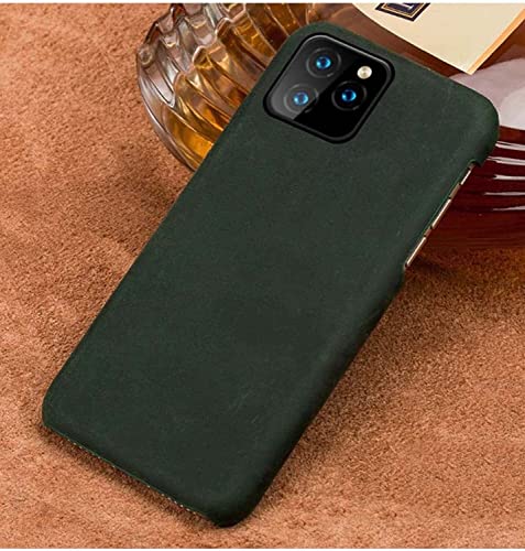 Funda iPhone 13 Pro Max de cuero Crazy Horse retro verde con protección anticaídas