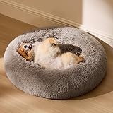 BEDSURE Hundebett waschbar Flauschiges Katzenbett - Ø 60 cm Katzenschlafplatz für Katzen und kleine Hunde, plüsch Katzenkissen rund Kuschelbett, Kamel