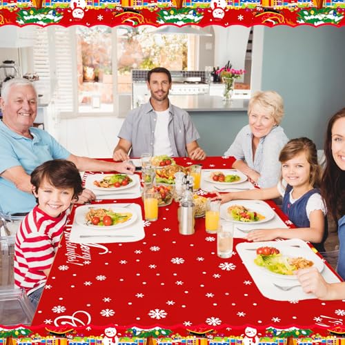 3 Pcs Christmas Plastic Tablecloth Christmas Disposable Party Tablecloth 54" x 108" Santa Claus Snowman Tablecloths for Rectangle Tables Winter Xmas New Year Party Decoration – Image 5