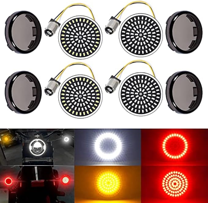 Benlari 1157 LED Turn Signals Front Rear 81 LED Lights Super Bright Bulbs Lens Covers Kit 1986-2023 Compatible for Harley Davidson Touring Dyna Softail Sportster Street Glide Road Glide Iron 883