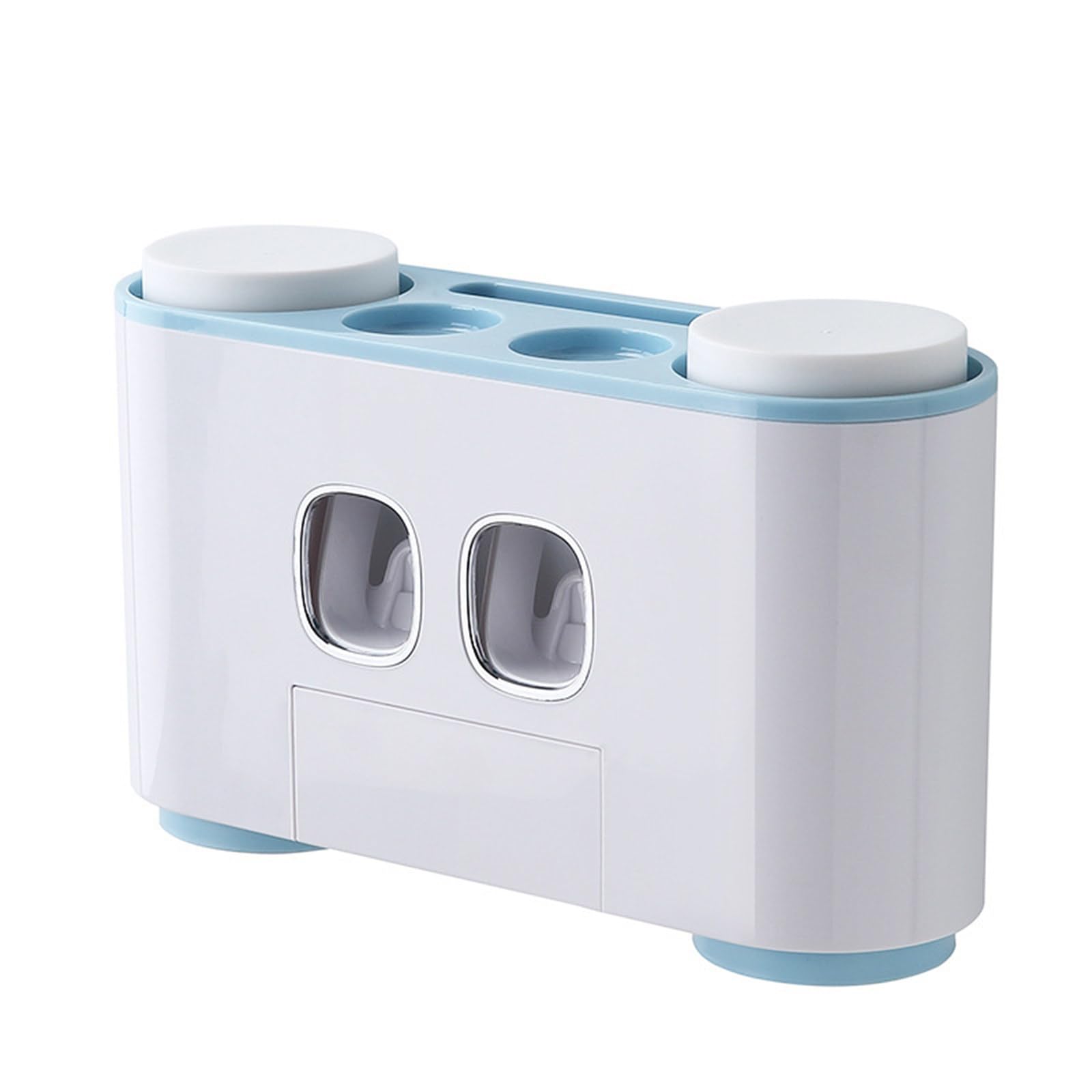 Soporte para Cepillo de Dientes, Montaje en Pared para baño con dispensador de Pasta de Dientes, exprimidor de Pasta de Dientes eléctrico automático de 4 Tazas,Blue