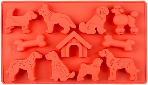 Fewo Molde de gomitas de caramelo de chocolate con 11 cavidades para perros, bandeja de silicona para cubitos de hielo caseros para perros, bandeja