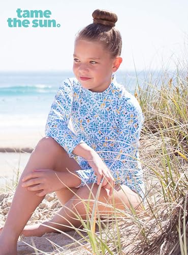 Image of One Piece Girls Swimsuit Long Sleeve UPF 50+ Rash Guard with UV Protection