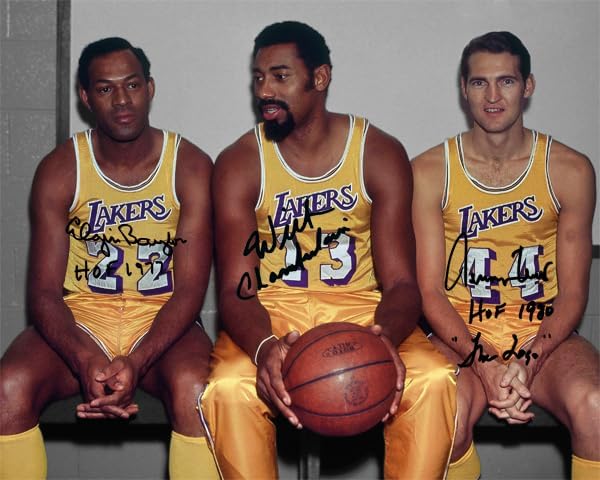 Ikonic Fotohaus Jerry West Wilt Chamberlain Elgin Baylor Signed Photo Autograph Print Wall Art Home Decor