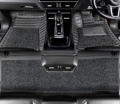 Image of Premium 10D Car Floor Mat for Hector Plus Custom Fitted, Luxury Car Foot Mats Compatible with MG Hector Plus, Set of 4 Pcs, 100% Waterproof and Washable, Classic Black