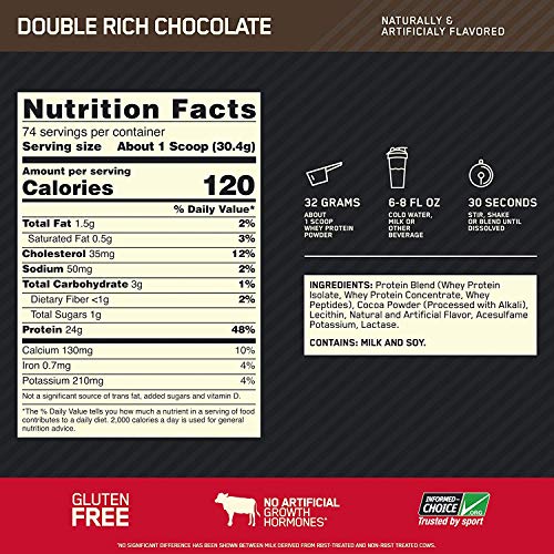Optimum Nutrition 100% Gold Standard Whey Protein Powder: Double Rich Chocolate (5 Pound) with Micronized Creatine Monohydrate Powder, Unflavored (120 Servings) - Bundle Pack - Image 3