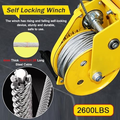 Adjustable Fall Arrest Rescue Kit with Tripod, 4-7 FT Aluminum Safety Device for Confined Spaces, High Places, Cliffs, Deep Wells - 1200-2600 Lbs Load Capacity