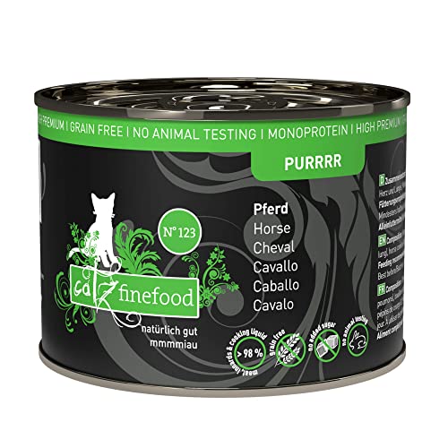 catz finefood Purrrr Pferd Monoprotein Katzenfutter nass N° 123, für ernährungssensible Katzen, 70% Fleischanteil, 6 x 200g Dose