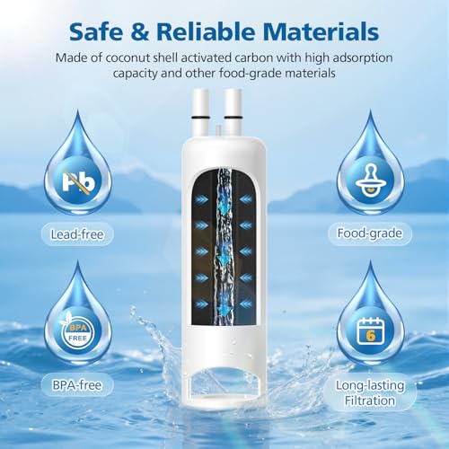 Image of 2 Pack EDR1RXD1 Water Filter 1 Compatible with Filter 1, EDR1RXD1, W10295370, EDR1RXD1B, WHR1RXD1, KAD1RXD1, P4RFKB2, 46-9930, 46-9081, Every 6 Months Value, NSF Certified