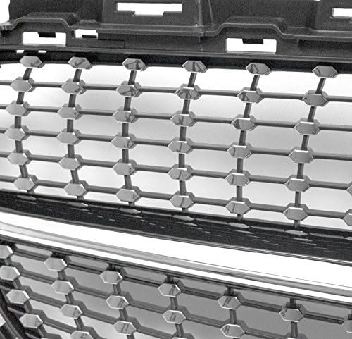 Diamond Style Front Upper Hood Grille Black/Chrome Trim Compatible with 2015-2016 C-Class W205