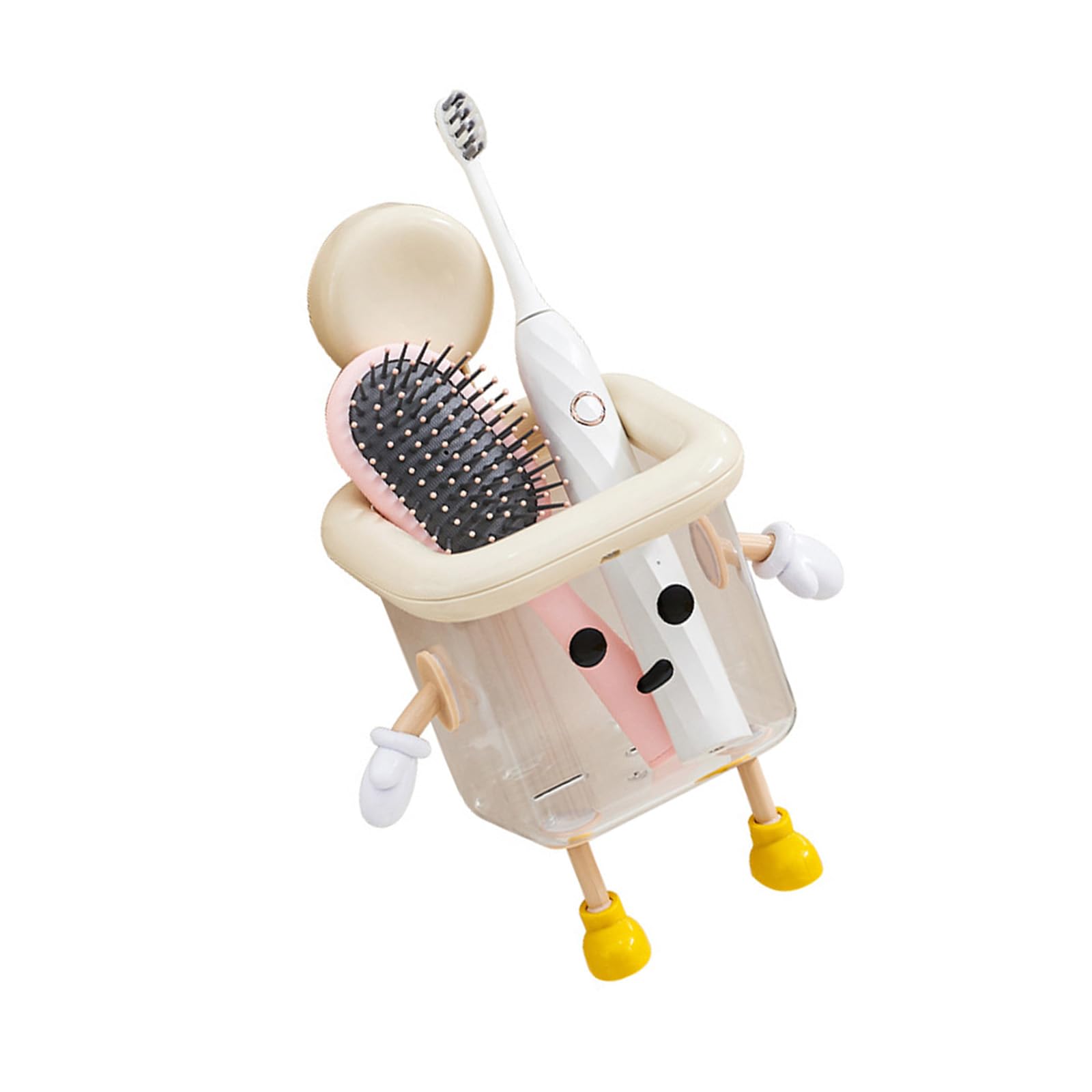 Jazuaiao Practical Bathroom Organiser with Suction Cup Wall Mounted Storage Rack Toothbrush Holder for Countertop Space Saving Toothpaste Organiser