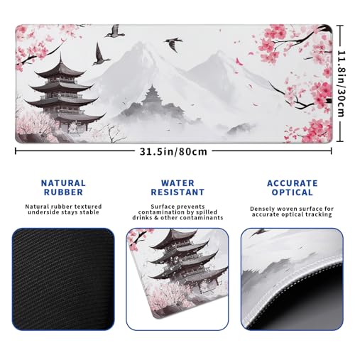 50% Off Cherry Blossom Watercolor Mouse Pad - Large Desk Mat - Image 3