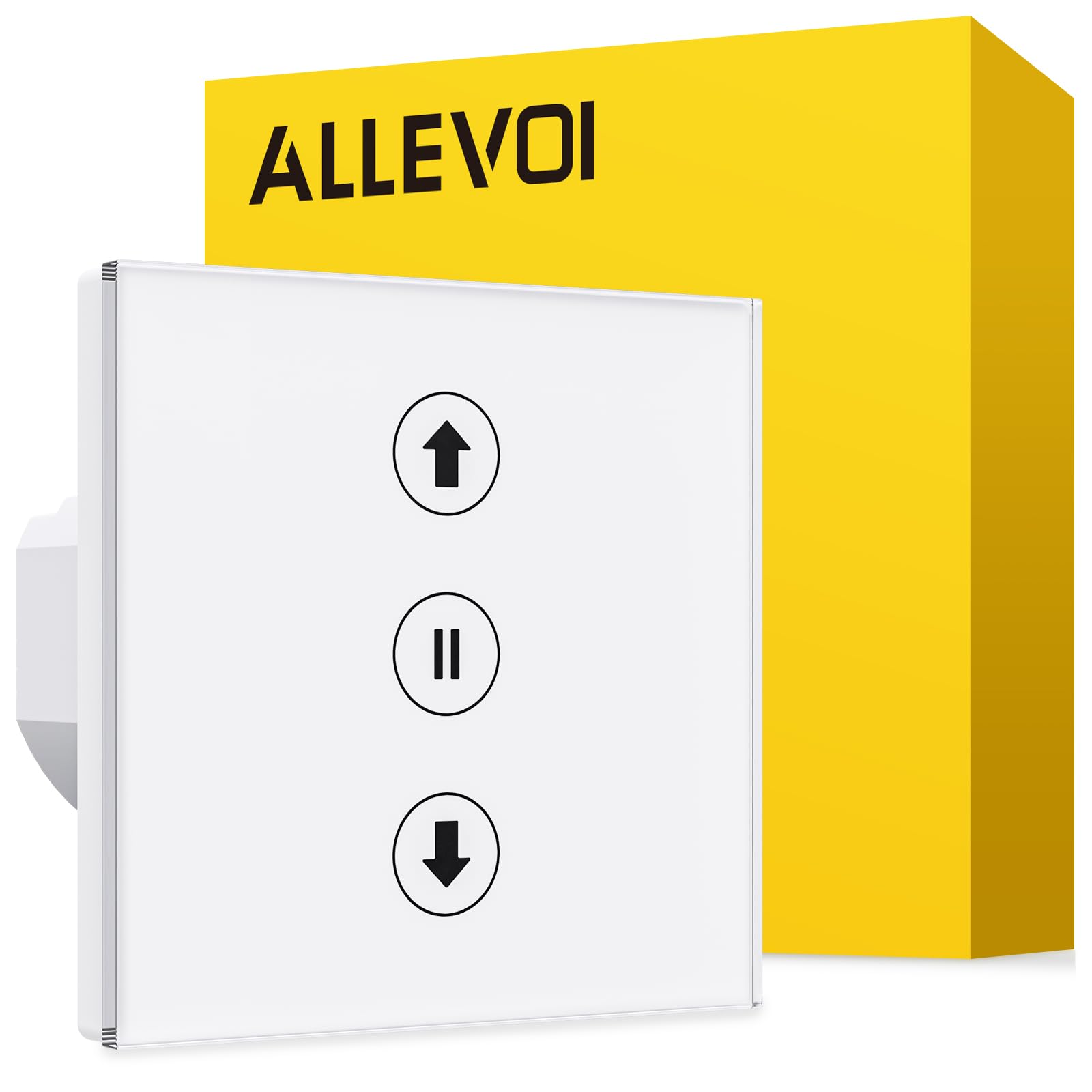 Interruptor Inteligente Persiana 80 * 80 mm, Interruptor Wifi Persianas Control de APP y Voz, Compatible con Alexa y Google Home, Necesita Cable Neutro