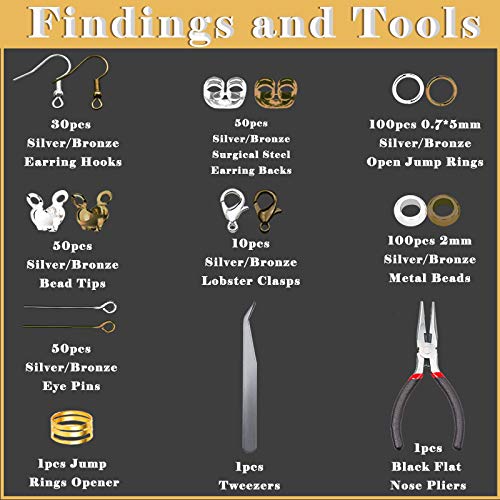Earring Making Supplies Kit, SONGIN Jewelry Findings with Fish Earring Hooks Butterfly Earring Backs Jump Rings Eye Pins Tiny Beads Lobster Clasp Pliers and Tweezers for Jewelry Making and Repair