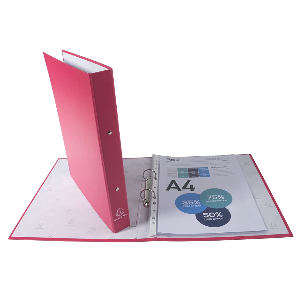 Exacompta - réf. 54330E - 1 Classeur rigide rembordé PP - 2 anneaux ronds diamètre 30 mm - Dos 40 mm - Dimensions extérieures : 32 x 26 cm - Format à classer A4 - 10 coloris aléatoires