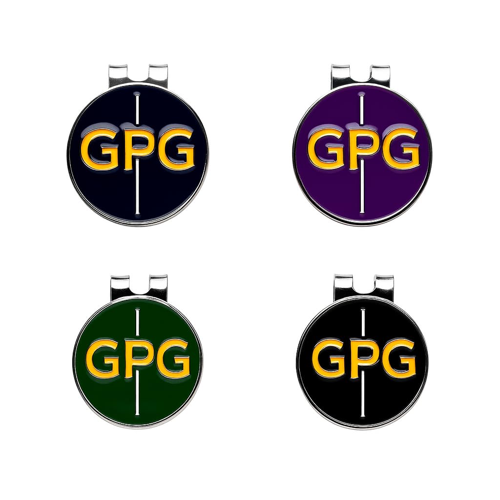 GroovePath Golf Ball Markers – Set of 4 Premium Enamel Magnetic Markers in Carry Bag - Divot Repair Tool with 2 Magnetic Ball Markers (Ball Markers)