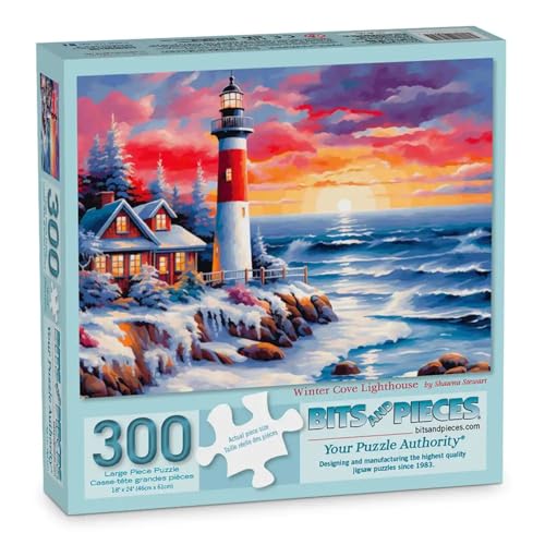 Bits and Pieces Jigsaw Puzzles for Adults 300 Pieces - Winte Lighthouse