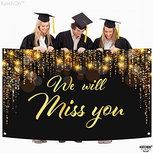 Image of KatchOn, We Will Miss You Banner Black and Gold - XtraLarge 72x44 Inch | Black and Gold We Will Miss You Decorations, Farewell Decorations Party | Farewell Banner, Graduation Decorations 2026