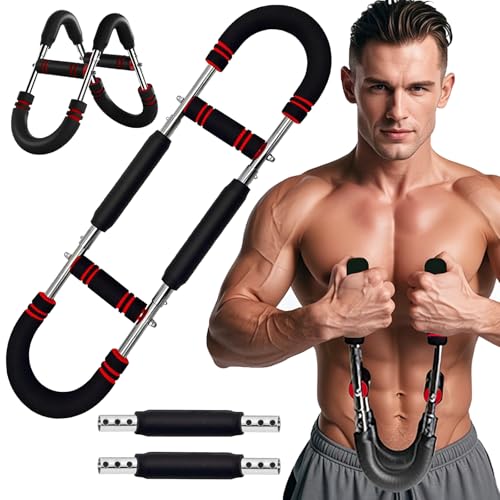 Chest Workout Equipment, 3 Holes Adjustable 66-130lb Portable Detachable Fitness Machine, Trainer Arm Traine for Men Women