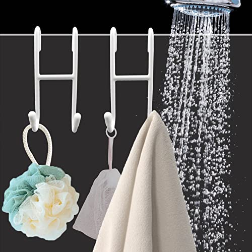 4 Pack Shower Door Hook,White Over The Glass Door Towel Hooks For Bathroom Frameless Glass Shower Door Heavy Duty Rubber Coated Rack Hook For Hanging Towels, Loofah, Squeegee, Robe, Bathing Suits #TOP5