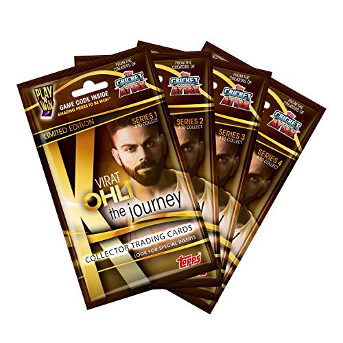Image of Topps India VIRAT KOHLI The Journey - Collector Trading Card Game, Series 1, 2, 3 and 4, Pack of 4, Official Merchandise, Multicolor