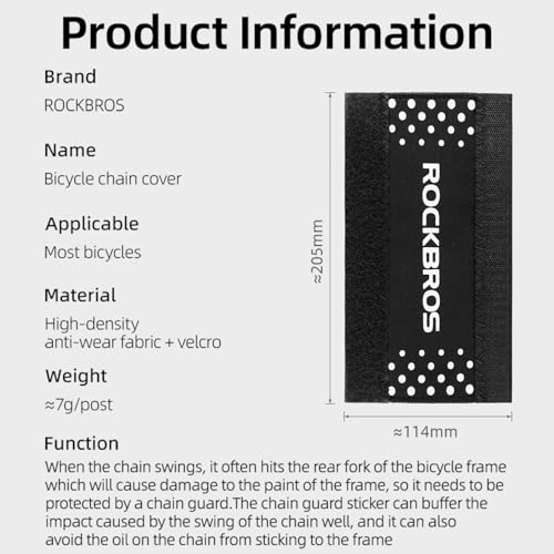 ROCKBROS Protector para Cadena de Bicicleta 2PCS, Cubierta de Cadena con Hook and Loop, Tela Lavable y Removible para MTB y Bicicletas de Ruta miniatura 7
