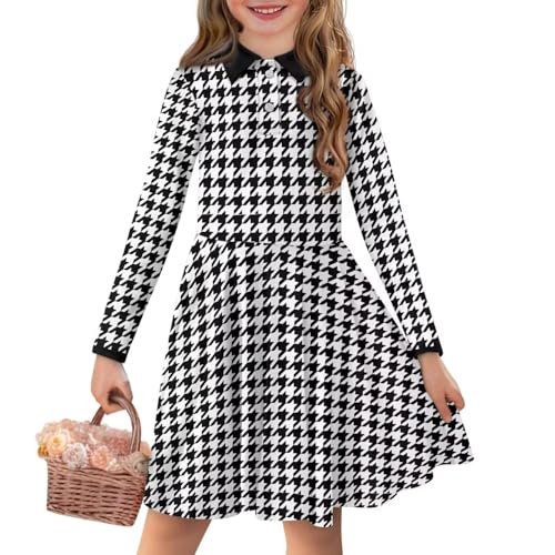 Girls' Casual Dresses Stretchy a Line Twirly Party Dress Long Sleeve XS-3XL