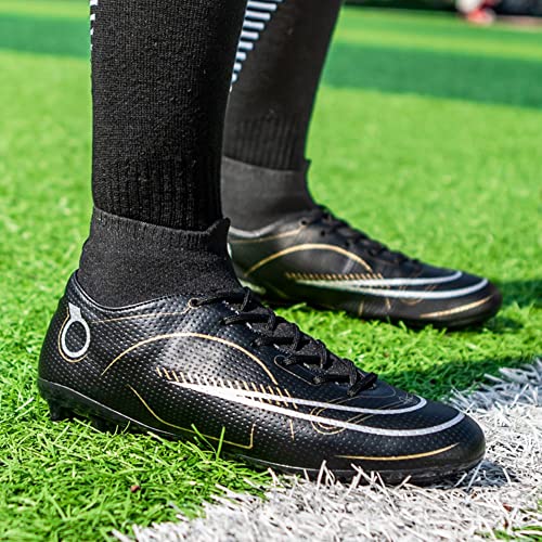 Esxged Womens Soccer Boots Spike Shoes Mens Athletic Outdoor/Indoor Comfortable Football Shoes Running Walking Student Cleats Sneakers Black Size 8.5W/7M #TOP4