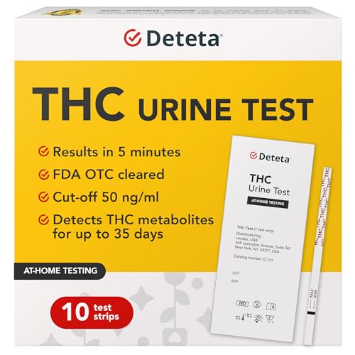 Deteta Home Marijuana Tests, 50 ng/mL Weed Test Kit Urine Strips, 10 Pack