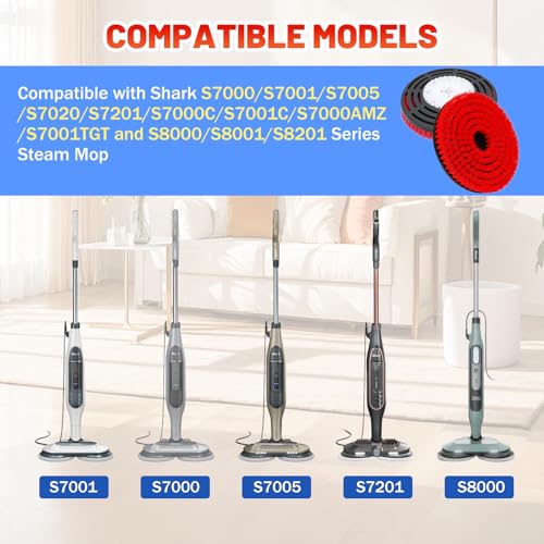 Image of 2 Pack Upgraded Replacement Pads for Shark Steam Mop - Advanced Scrubbing Brush Heads with Microfiber Surface | Deep Cleans Grout & Removes Stubborn Stains | Fits S7000 /S8201 /S8001 /S7201 Models
