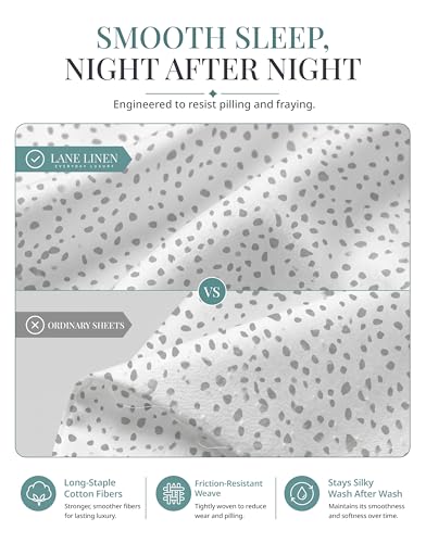 Image of LANE LINEN Twin XL Sheets Set - 450 Thread Count Premium Sateen Weave for Smooth & Gentle Feel On Skin - Extra Soft & Breathable 100% Cotton Sheets Set - Fits Mattresses Upto 15'' Deep - Misty Dot