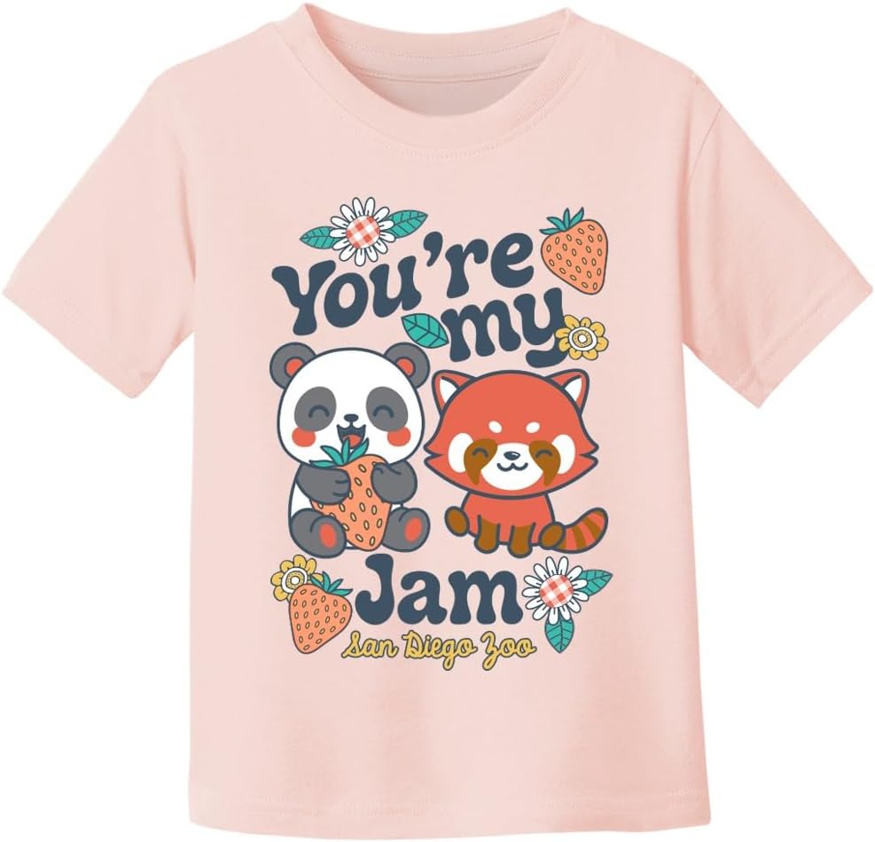 San Diego Zoo Pandas Toddler Tee, You're My Jam Design, Toddler Crew Neck Cotton Blush Pink T-Shirt
