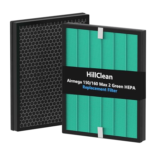 Airmega 150 Filter-Ersatz, kompatibel mit Coway Airmega 150 (AP-1019C) und Airmega 160 Luftreinigern, grünes True HEPA und verbesserter Aktivkohlefilter, Teilenummer AP-1019C-FP, verbesserte Version,