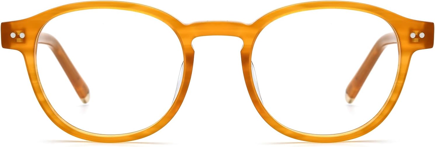 HEPIDEM Acetate Vintage Glasses Frame, Classic Round Spectacles for Men and Women, 9404