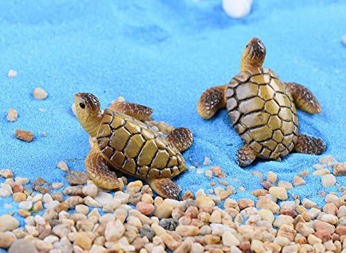 SunRise 6pcs Resin Cute Beach Sea Turtle Miniature Figurine Status Micro Landscape Decorations Fairy Gardens Dollhouse DIY Ornaments Decor