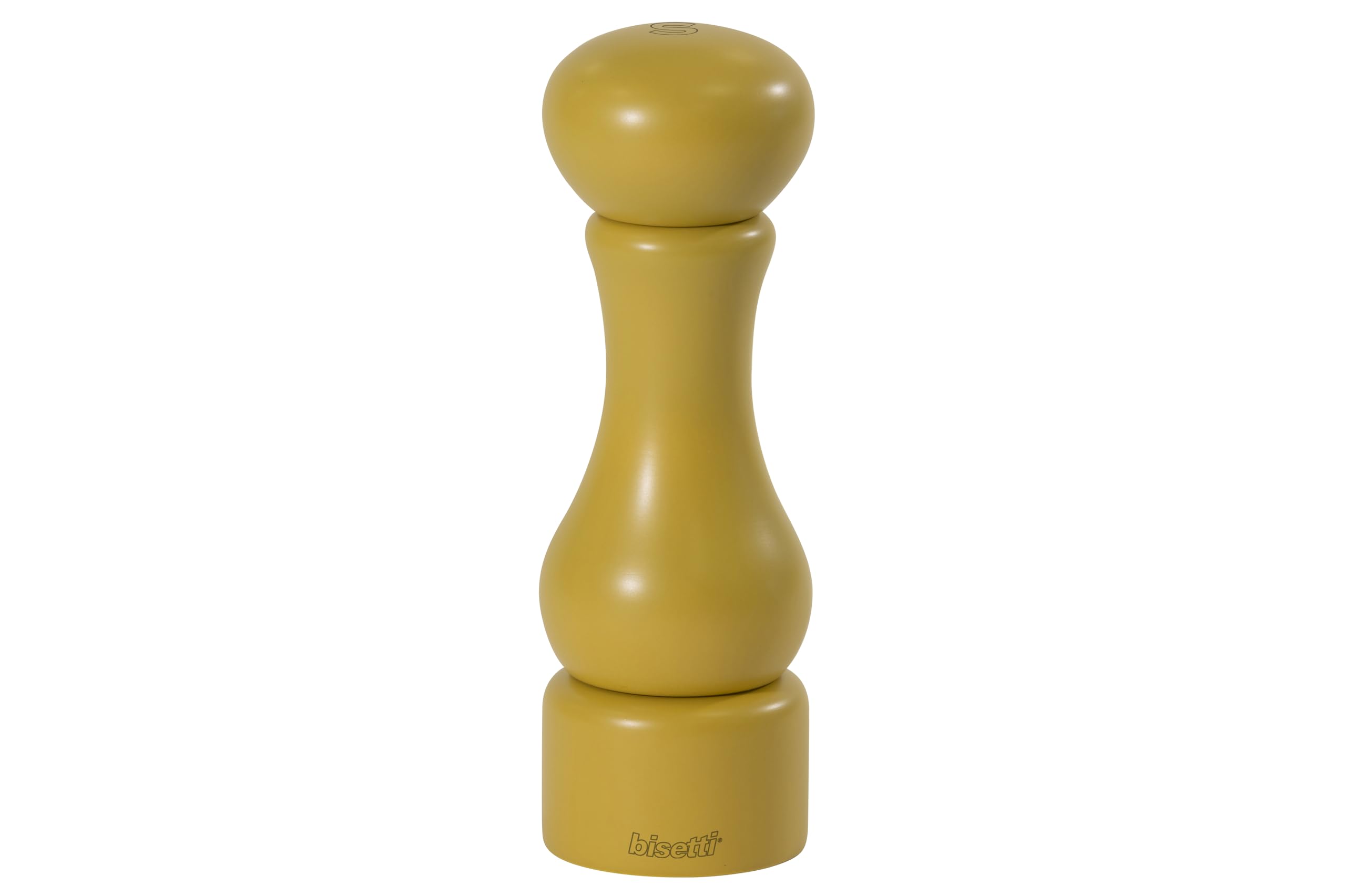 Moulin à sel artisanal Bisetti Posillipo en bois de hêtre laqué jaune mat