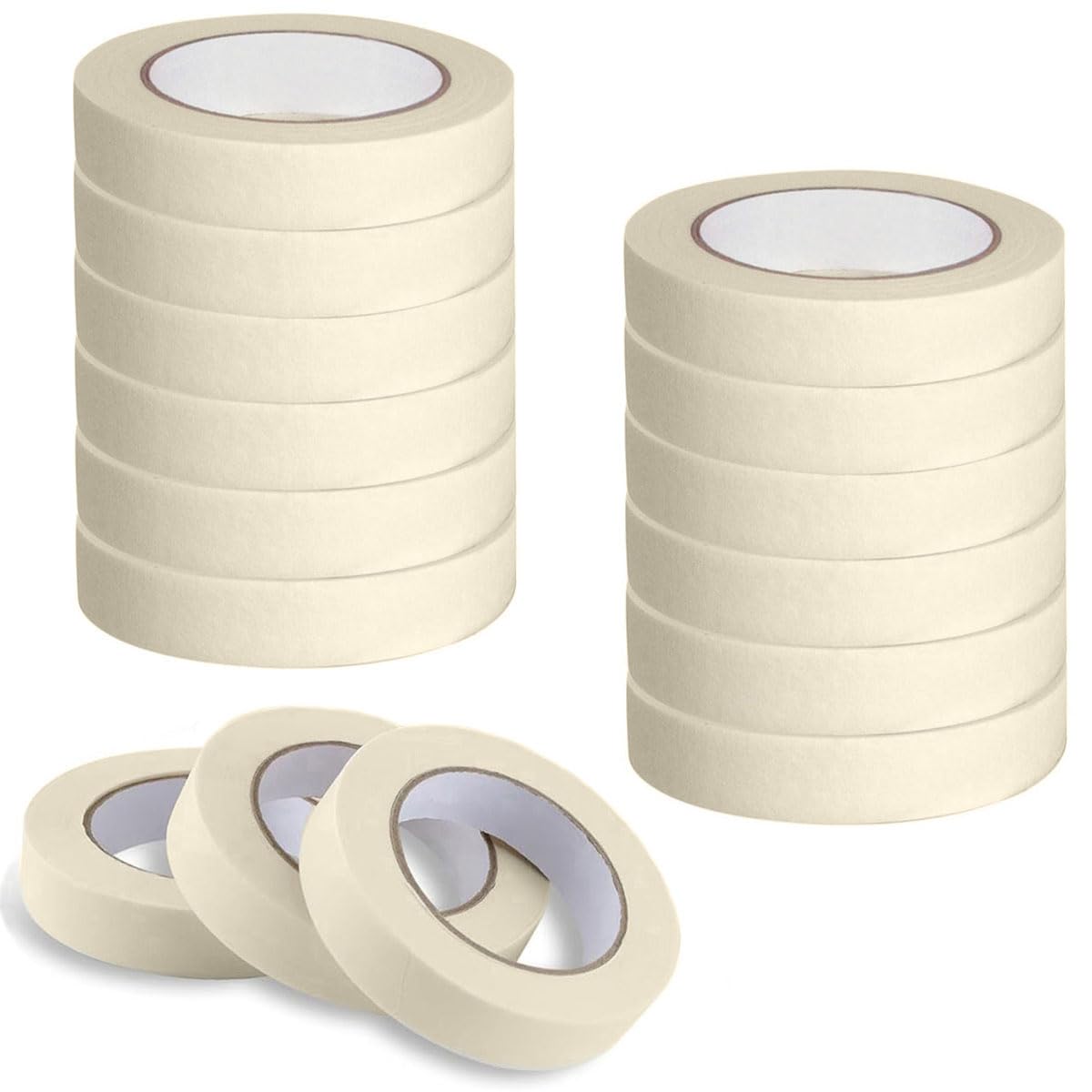 Nastro adesivo per mascheratura, 15 rotoli (25 mm x 50 m), nastro adesivo multiuso per pittori, nastro decorativo per artigianato, fai da te e pittura di interni