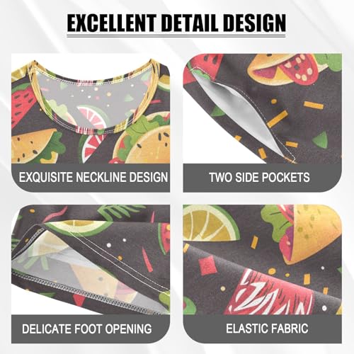 ALAZA Sweet Tacos Lemon Pajamas Short Sleeve 2 Piece Sleepwear Top and Bottom Pajama Set Unisex4