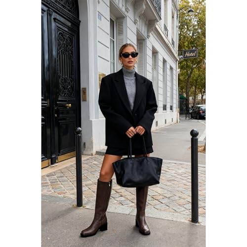 Image of SOVANYOU Women's Knee High Boots Square Toe Chunky Block Heel Riding Boots with Side Zipper Comfortable Stylish Low Heel Tall Boot