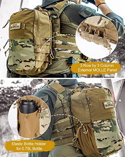 Onetigris Achelous Tactical Backpack, 12L Small Hiking Daypack Men's Assault Pack For Tactical Vest Travel Rucksack For Women, Brown #TOP5