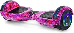 Hoverboard 6,5' com Bluetooth e Iluminação LED, Patinete Elétrico de Equilíbrio para Crianças e Jovens Roxo Galáxia
