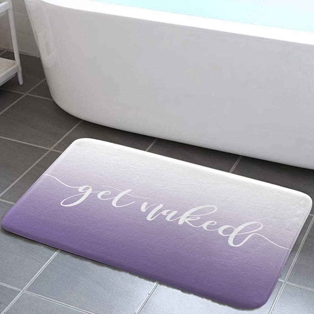 JAWO Light Purple Bathroom Rug, Non Slip Ombre Lilac Bath