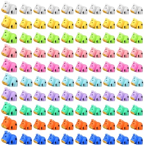 Liliful 200 Mini Resin Cows Bulk Small Plastic Cows Figurines Cute Miniature Cows Animals Figurines Ornament for Moss Landscape Decoration Dollhouse Garden DIY Crafts Accessories