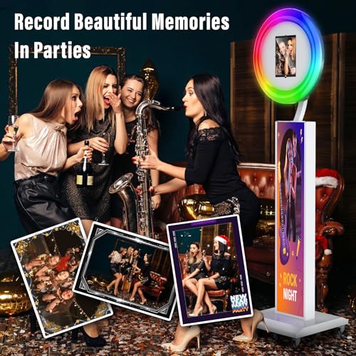 Image of JIYANG Photo Booth,Photo Booth Stand Shell with ChackTok PhotoBooth VIP Member,APP and Remote Control,Music Sync,Selfie Photo Booth Machine for Parties,Wedding and Events