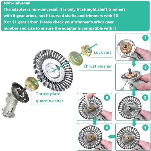 10 Inch Unbreakable Steel Wire Brush Cutter Trimmer Head Heavy Duty Weed Eater Wheel for Driveway Cracks Sidewalks Pavement & Large Areas Universal Rotary Brush Wacker Fits Most 1inch Shaft Trimmers — view 3