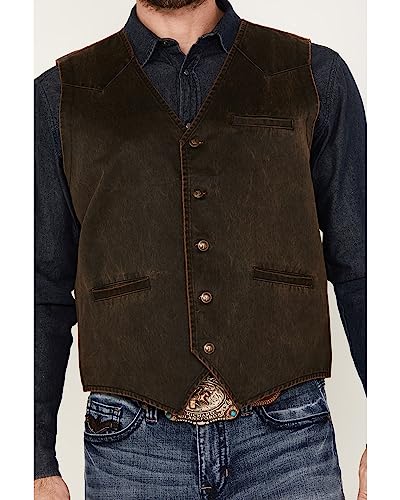 Cody James Men's Pancho Villa Oilskin Button-Front Western Vest Brown X- US3