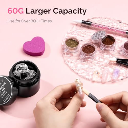 Image of MelodySusie Solid Builder Nail Gel Kit 3D Nail Gels Sculpting Gel for Art Non-Sticky Hand Carving Glue Extension with Sequins Chrome Powder DIY Salon Home 60g