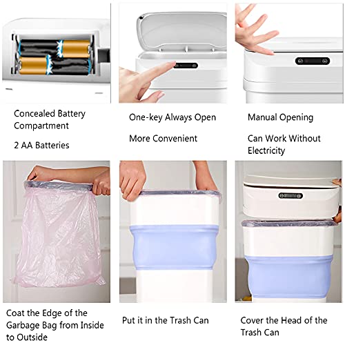 17.5L Groot-capaciteit Smart Folding Telescopic Prullenbak met bewegingssensor met automatische detectie en waterdicht… - Image 7