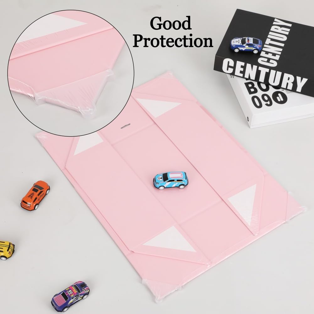 BoxSkivra Pink Gift Box with Ribbon 1 Pack 6X6X3 Inch Small Gift Box with Lid Magnetic Closure Rectangle Collapsible Luxury Gift Boxes for Mother's Day、Birthdays、Shredded Paper Filler & Card